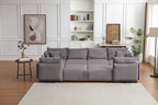 Canapé sectionnel modulaire en velours côtelé 8 places avec pouf