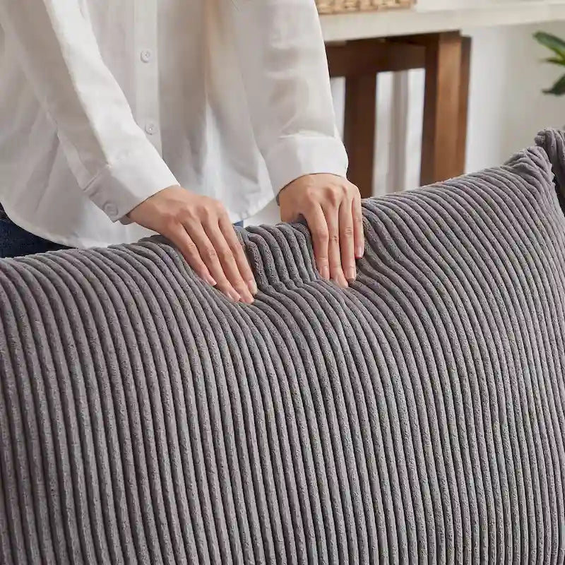 Canapé sectionnel modulaire en velours côtelé 8 places avec pouf