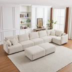 Canapé sectionnel modulaire en velours côtelé 8 places avec pouf