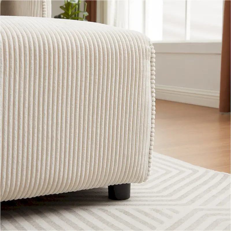 Canapé sectionnel modulaire en velours côtelé 8 places avec pouf