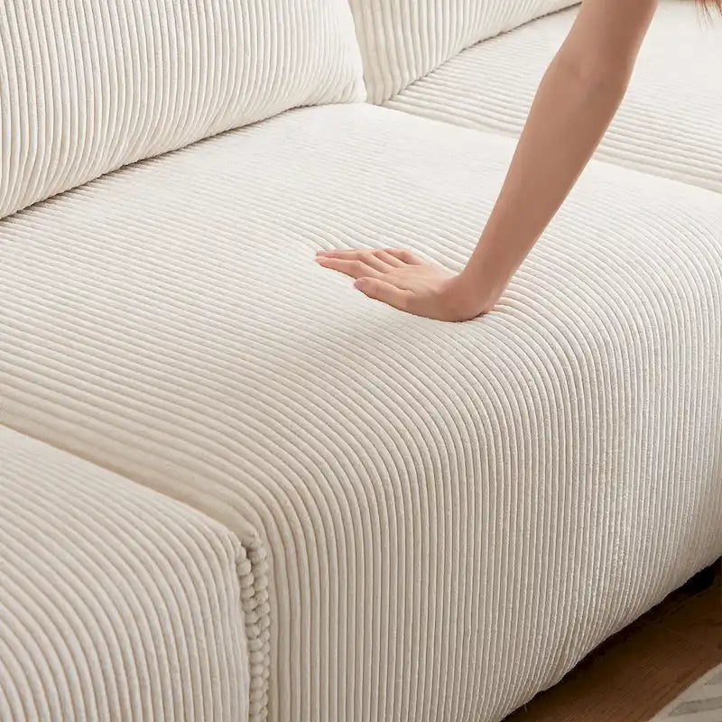 Canapé sectionnel modulaire en velours côtelé 8 places avec pouf