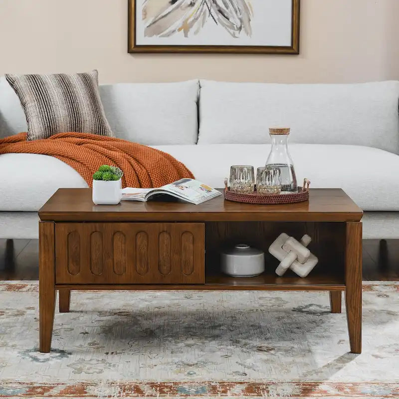 Table basse cannelée du milieu du siècle moderne