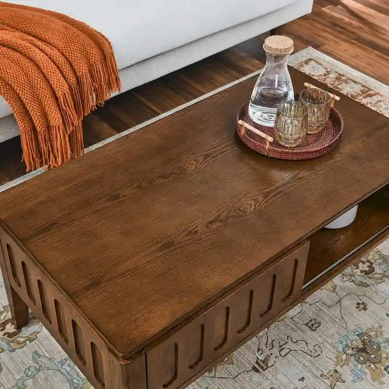 Table basse cannelée du milieu du siècle moderne
