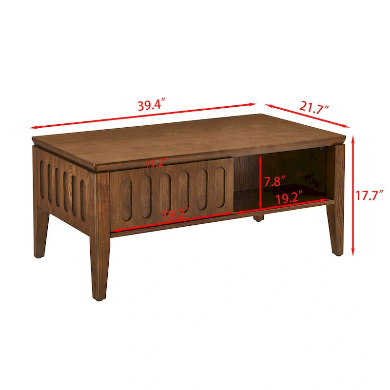 Table basse cannelée du milieu du siècle moderne