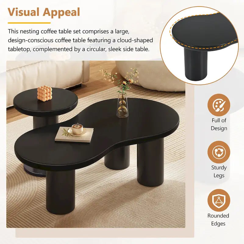 Table basse nuage avec petite table d'appoint ronde