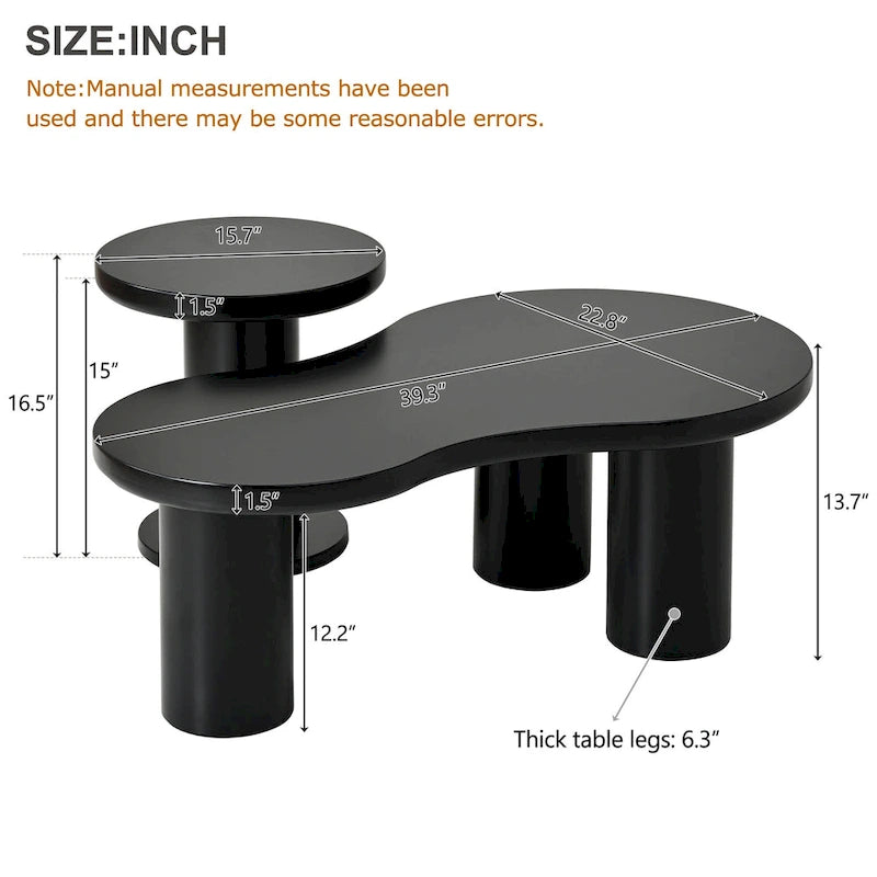 Table basse nuage avec petite table d'appoint ronde