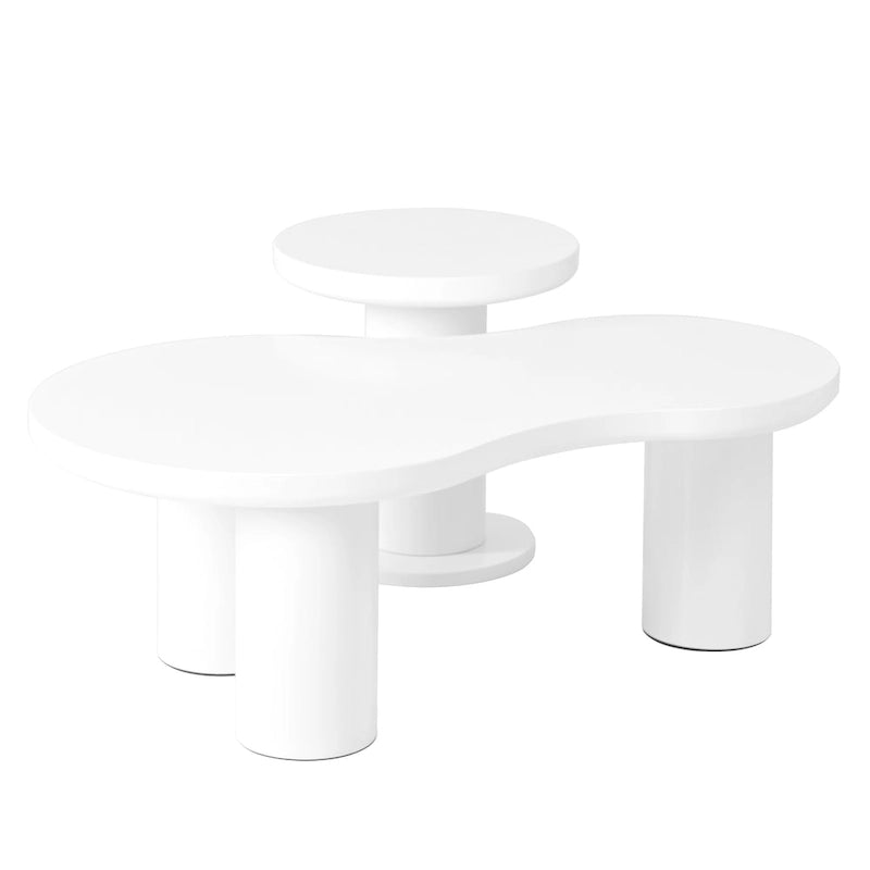 Table basse nuage avec petite table d'appoint ronde