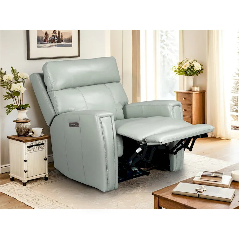Fauteuil inclinable électrique zéro gravité en cuir véritable avec appui-tête électrique, ports USB et USB-C