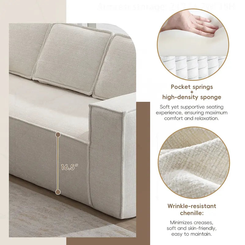 Canapé modulaire minimaliste avec matériaux avancés pour le confort et le style