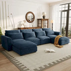 Canapé d'angle modulaire en U avec deux poufs
