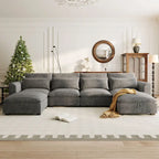 Canapé d'angle modulaire en U avec deux poufs