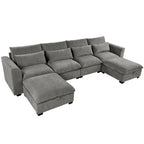 Canapé d'angle modulaire en U avec deux poufs