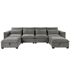 Canapé d'angle modulaire en U avec deux poufs