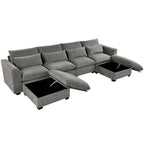 Canapé d'angle modulaire en U avec deux poufs