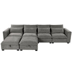 Canapé d'angle modulaire en U avec deux poufs