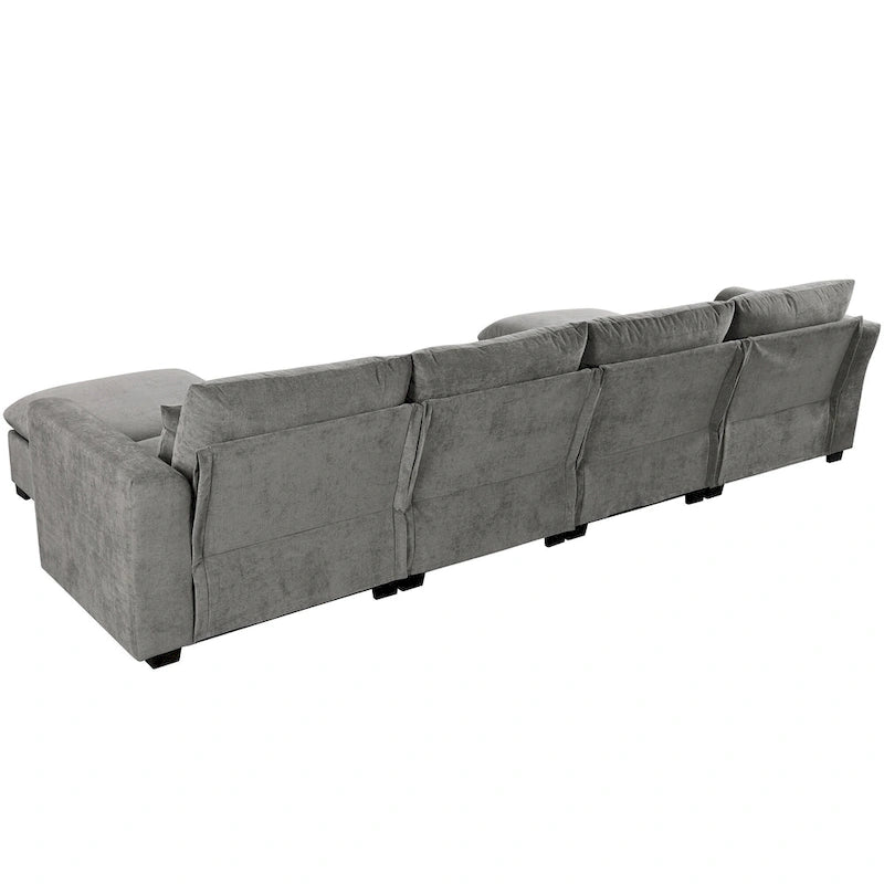 Canapé d'angle modulaire en U avec deux poufs