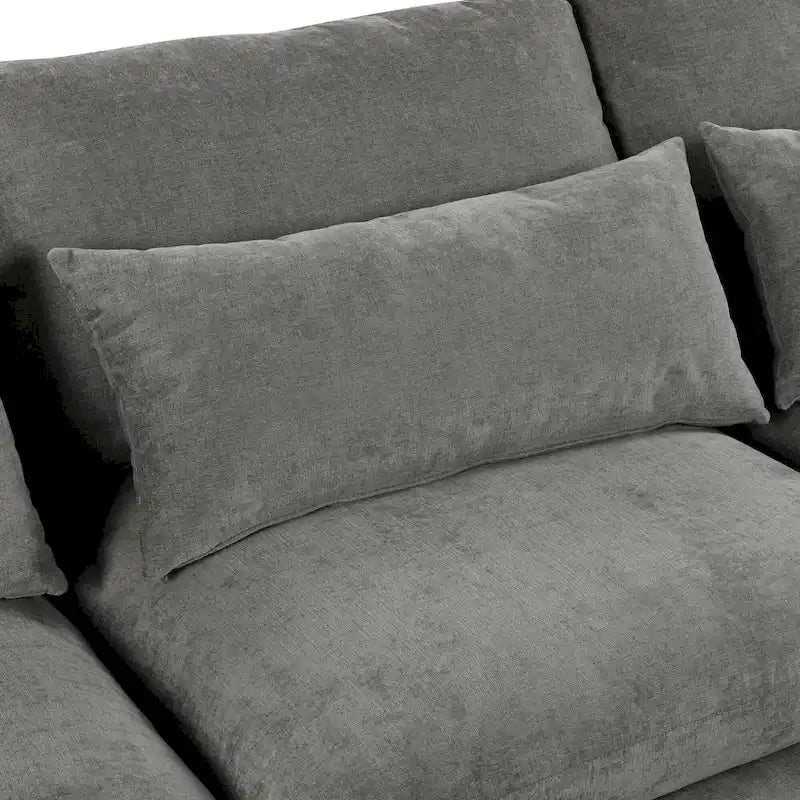Canapé d'angle modulaire en U avec deux poufs