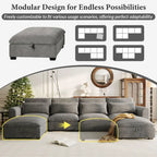 Canapé d'angle modulaire en U avec deux poufs
