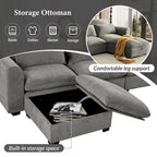 Canapé d'angle modulaire en U avec deux poufs
