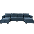 Canapé d'angle modulaire en U avec deux poufs