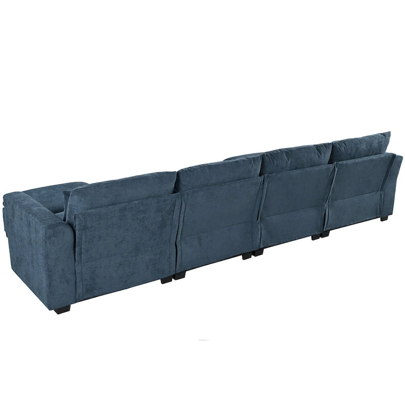 Canapé d'angle modulaire en U avec deux poufs