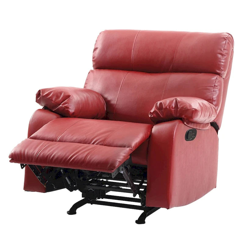 Fauteuil inclinable rembourré en similicuir avec accoudoirs rembourrés - 39 - Rouge