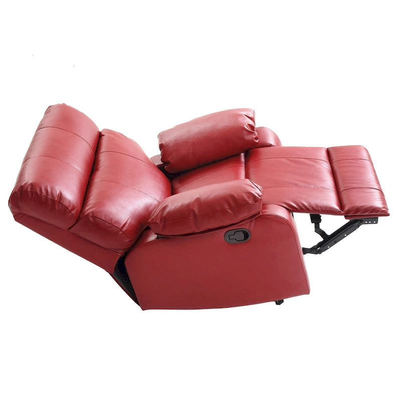 Fauteuil inclinable rembourré en similicuir avec accoudoirs rembourrés - 39 - Rouge
