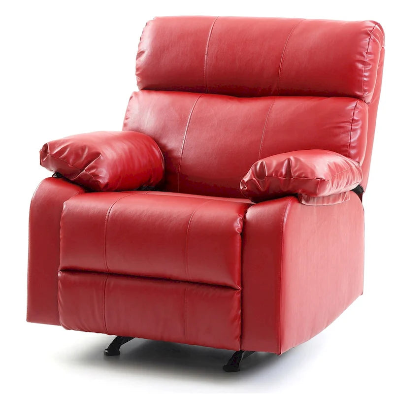 Fauteuil inclinable rembourré en similicuir avec accoudoirs rembourrés - 39 - Rouge
