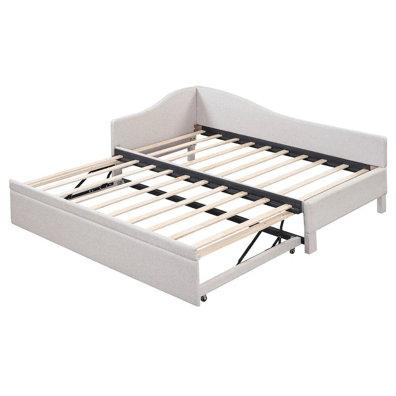 Lit de repos capitonné en L avec lit gigogne relevable