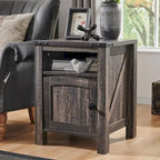 Table de chevet de ferme avec station de recharge, Table d'appoint en bois, Table de bout