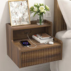 2 Tables de Chevet Flottantes Modernes pour Chambre à Coucher avec Tiroir de Rangement et Étagère Ouverte