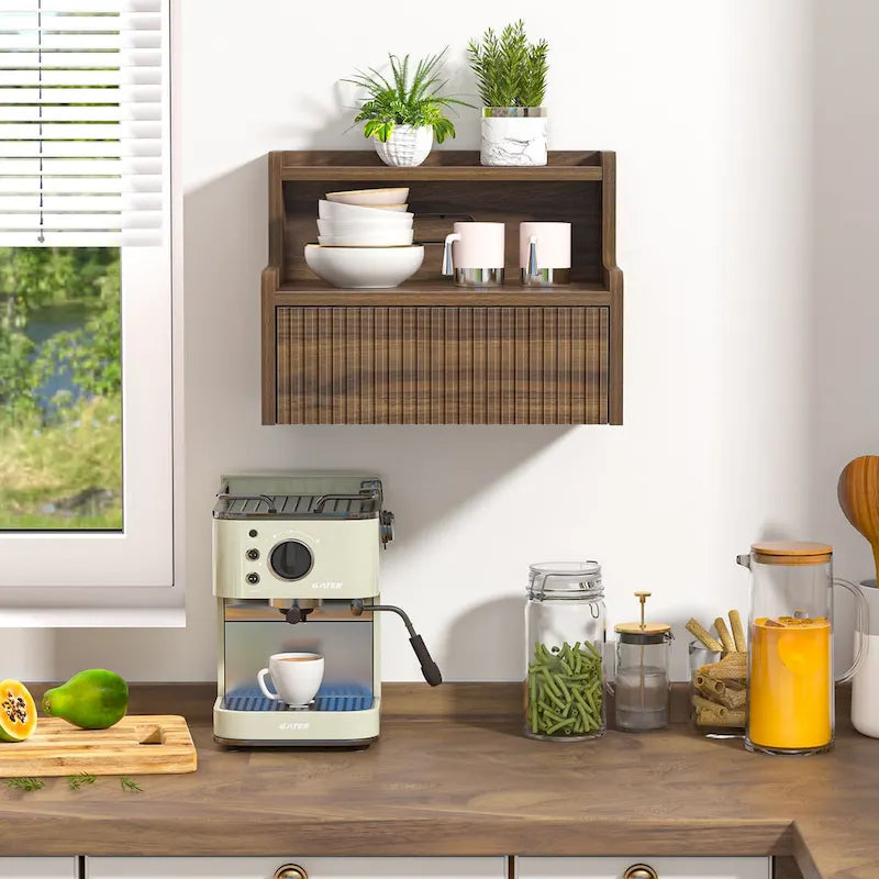 2 Tables de Chevet Flottantes Modernes pour Chambre à Coucher avec Tiroir de Rangement et Étagère Ouverte