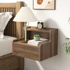 2 Tables de Chevet Flottantes Modernes pour Chambre à Coucher avec Tiroir de Rangement et Étagère Ouverte