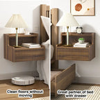 2 Tables de Chevet Flottantes Modernes pour Chambre à Coucher avec Tiroir de Rangement et Étagère Ouverte
