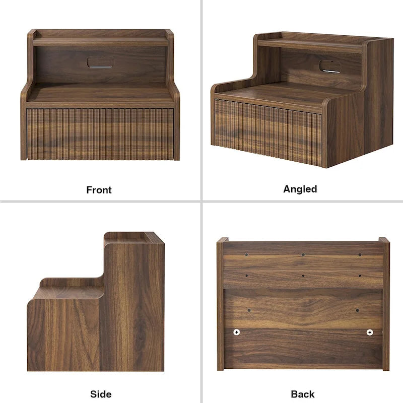 2 Tables de Chevet Flottantes Modernes pour Chambre à Coucher avec Tiroir de Rangement et Étagère Ouverte