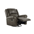Fauteuil inclinable pivotant en microfibre lustrée avec clous de tapissier et fonction de glissement