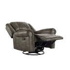 Fauteuil inclinable pivotant en microfibre lustrée avec clous de tapissier et fonction de glissement