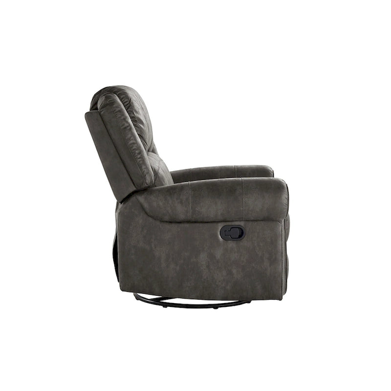 Fauteuil inclinable pivotant en microfibre lustrée avec clous de tapissier et fonction de glissement