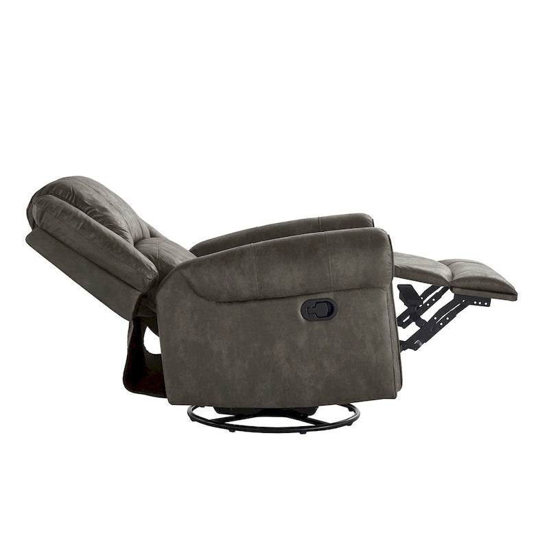 Fauteuil inclinable pivotant en microfibre lustrée avec clous de tapissier et fonction de glissement