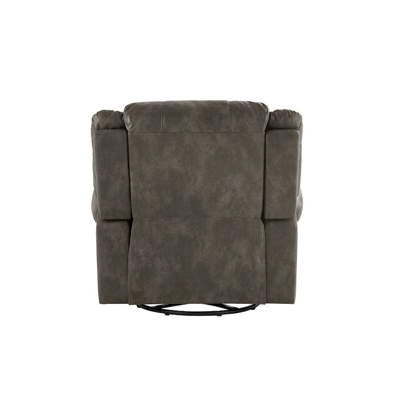 Fauteuil inclinable pivotant en microfibre lustrée avec clous de tapissier et fonction de glissement