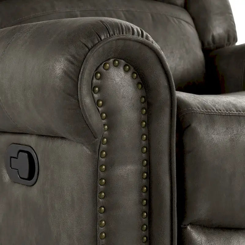Fauteuil inclinable pivotant en microfibre lustrée avec clous de tapissier et fonction de glissement