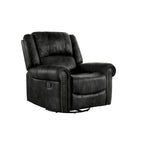 Fauteuil inclinable pivotant en microfibre lustrée avec clous de tapissier et fonction de glissement
