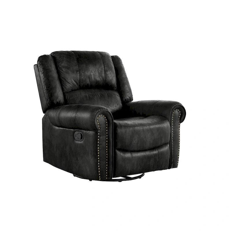 Fauteuil inclinable pivotant en microfibre lustrée avec clous de tapissier et fonction de glissement
