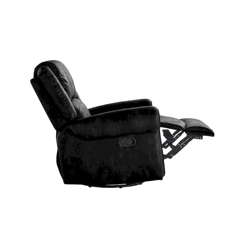 Fauteuil inclinable pivotant en microfibre lustrée avec clous de tapissier et fonction de glissement