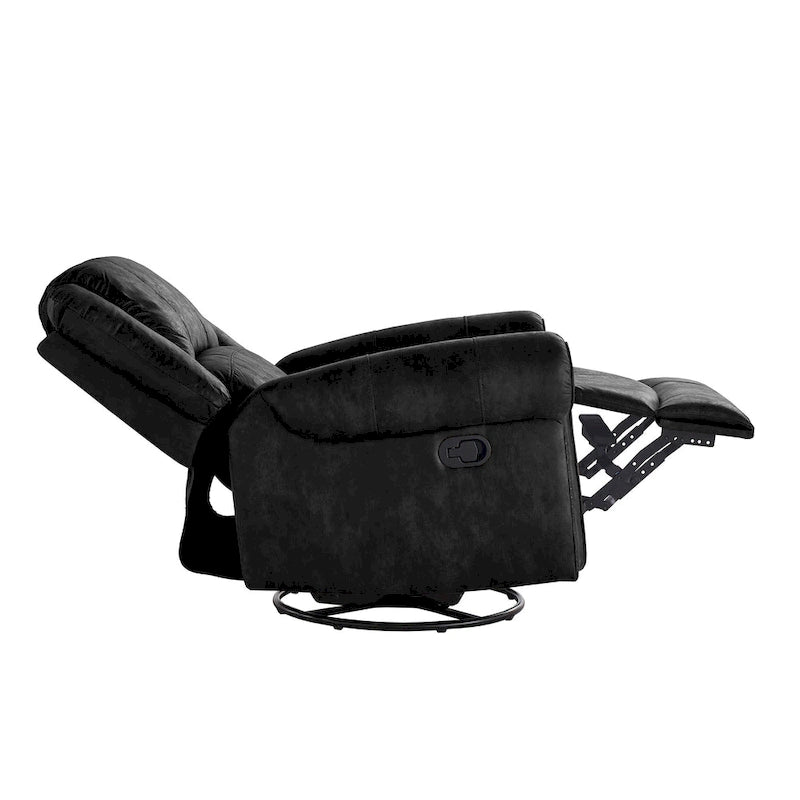 Fauteuil inclinable pivotant en microfibre lustrée avec clous de tapissier et fonction de glissement