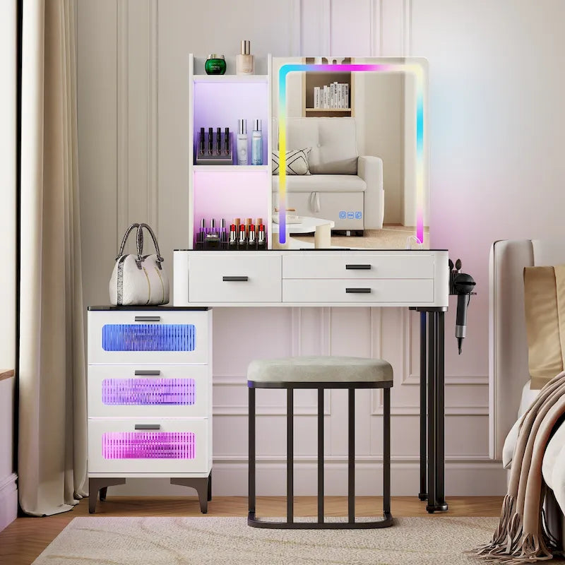 Coiffeuse avec éclairage LED
