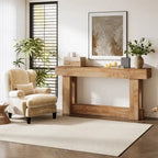 Table console en bois de 63 po, Table d'entrée de style campagnard à 2 niveaux