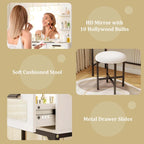 Coiffeuse avec miroir Hollywood et lumières 3 couleurs
