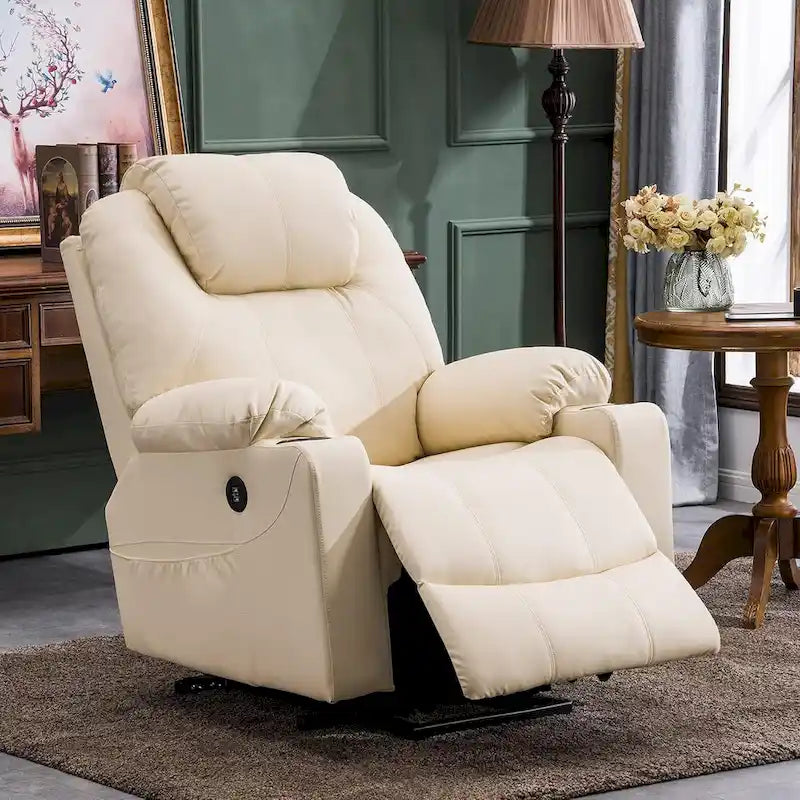 Fauteuil inclinable électrique avec massage et chaleur, 3 positions, ports USB, similicuir