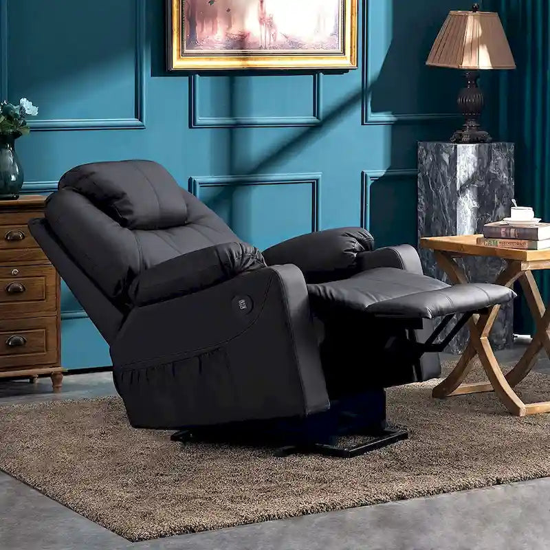 Fauteuil inclinable électrique avec massage et chaleur, 3 positions, ports USB, similicuir
